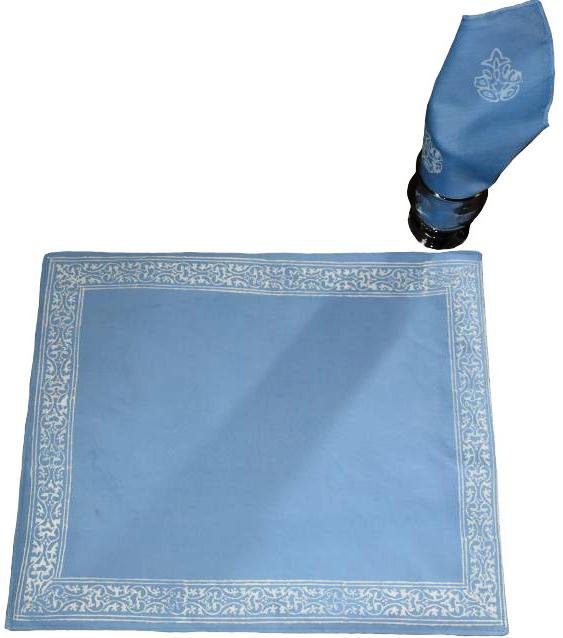 Sky Blue and White Tablemat Set