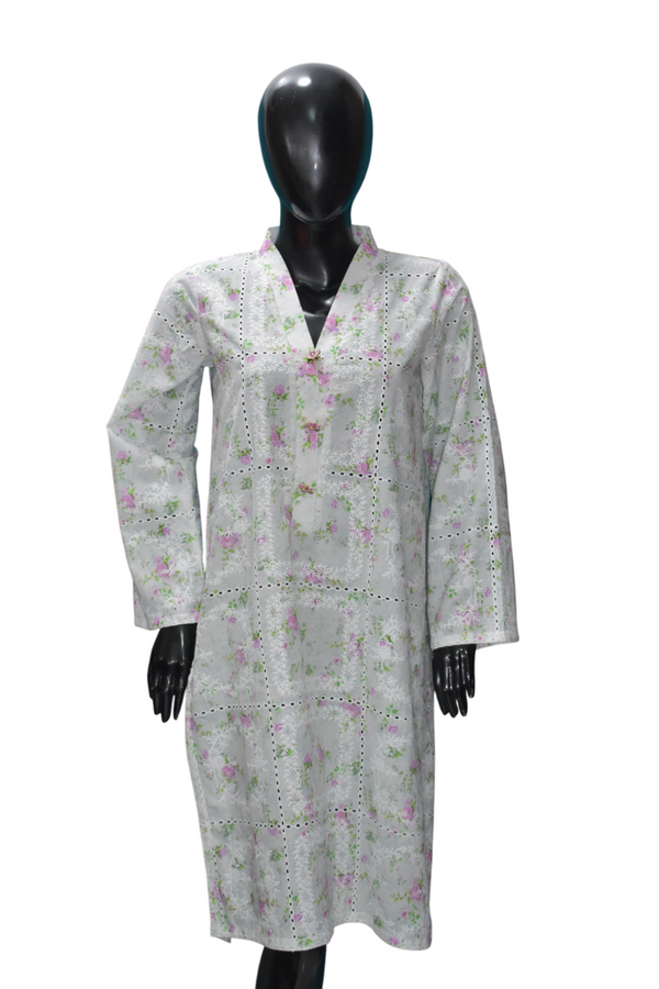 White Floral Kurta