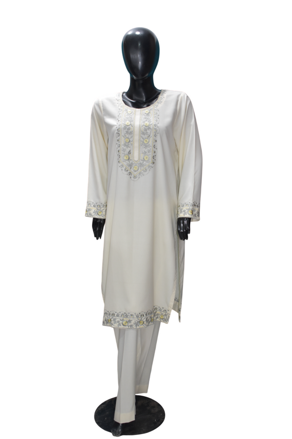 Cream Embroidered Ensemble