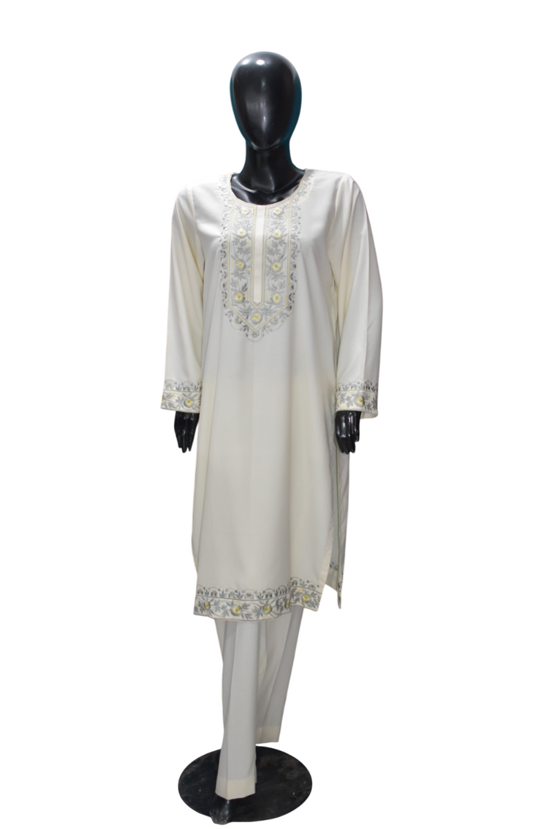 Cream Embroidered Ensemble