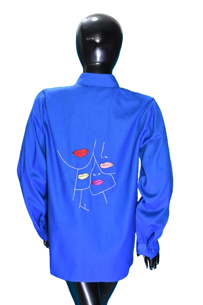 Bright Blue  Embroidered Shirt