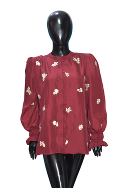 Deep Red Embroidered Blouse