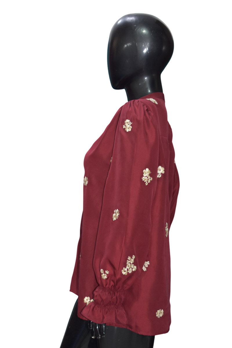 Deep Red Embroidered Blouse