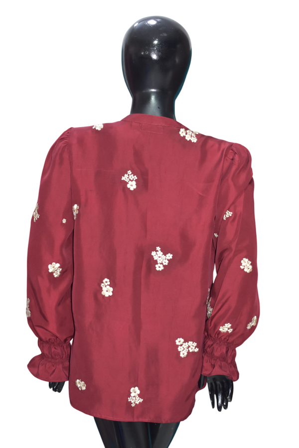 Deep Red Embroidered Blouse