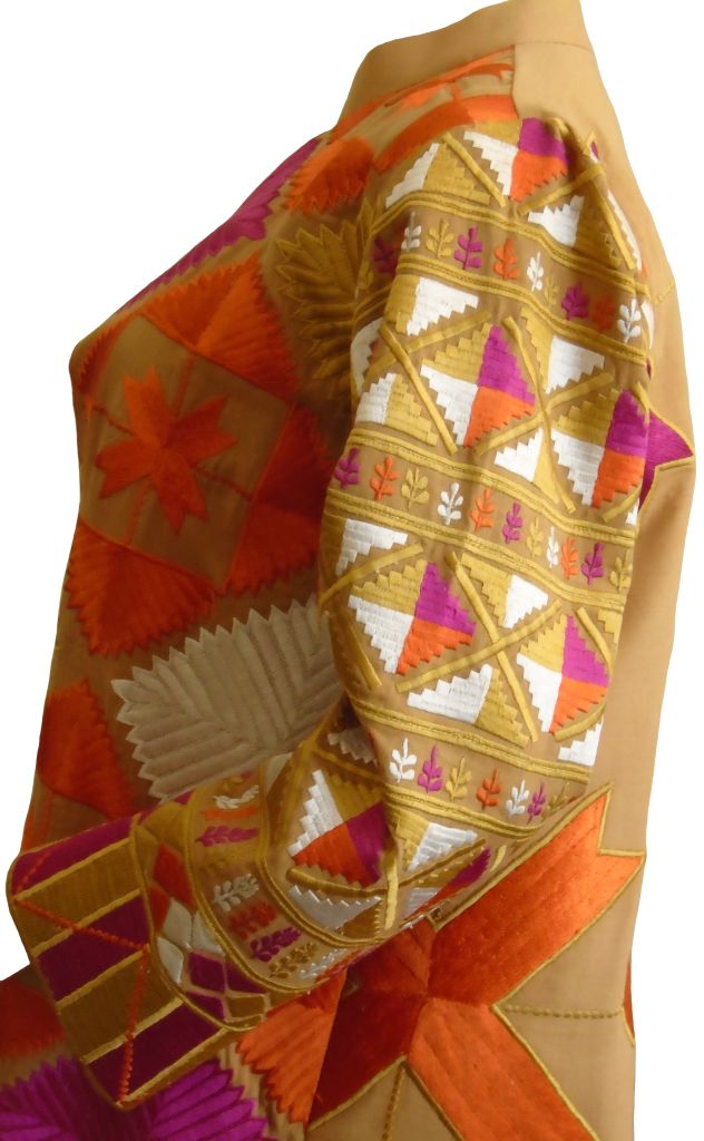Ethnic Khaki Coat with Multi-Colour Embroidery