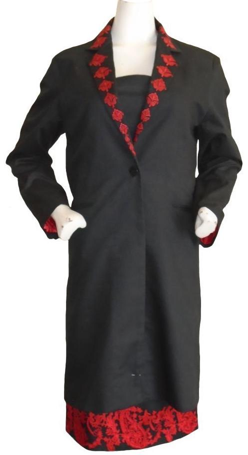 Black and Red Coat and Dress Set