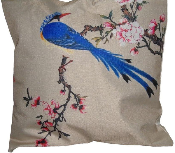 Exotic Blue Bird Pair of Cushion Covers
