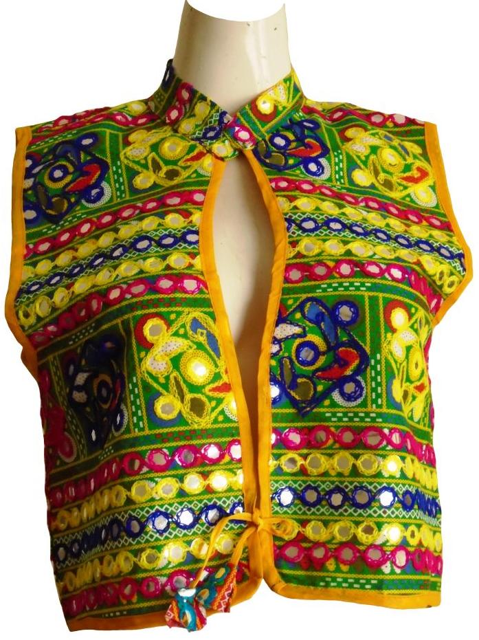 Yellow and Green Ethnic Waistcoat