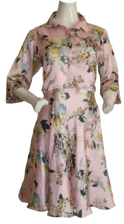Silk Fit and Flare Flower Dress