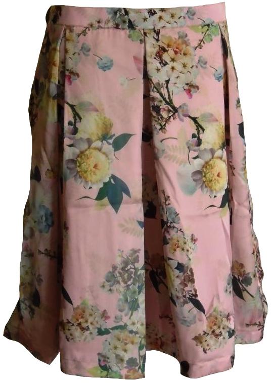 Pink Floral Silk Skirt
