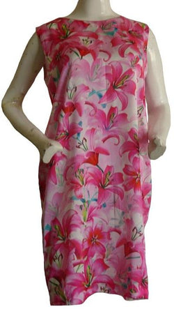 Pink Oriental Lilies Sheath Dress