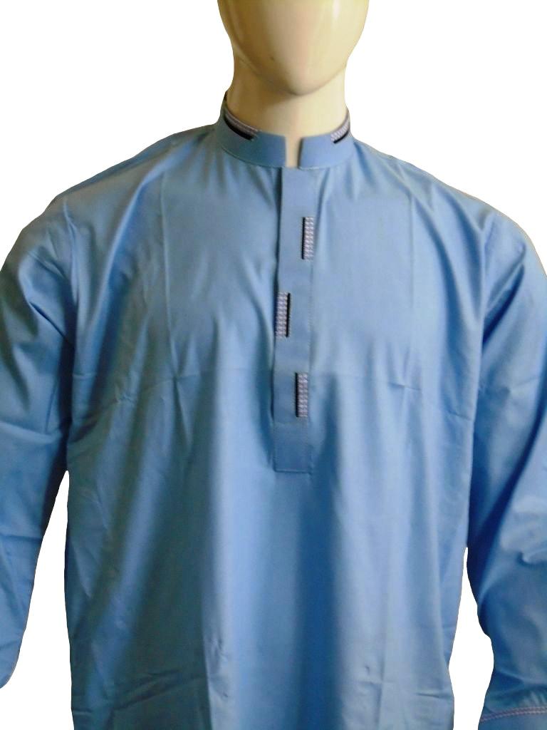 Sky Blue Shalwar Kameez with Black and White Embroidery