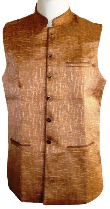 Jamawar Gold Brown Waistcoat