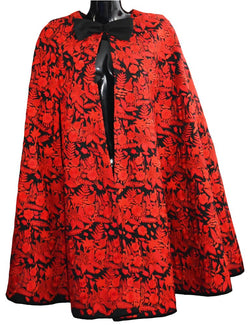 Black and Red Fully Embroidered Cape