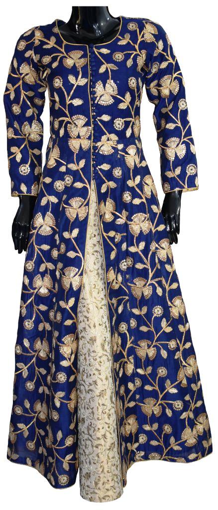 Royal Blue and Gold Wedding Gown and Skirt Ensemble
