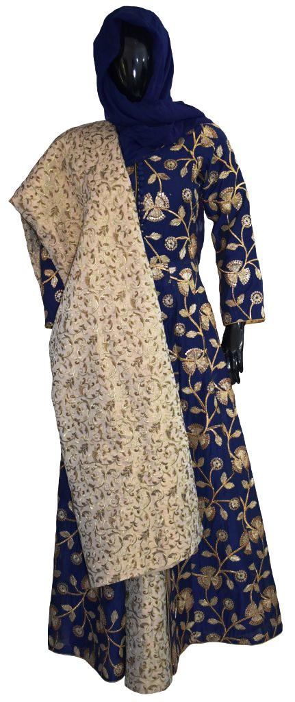 Royal Blue and Gold Wedding Gown and Skirt Ensemble