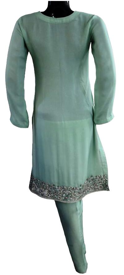 Sea Green, Pearl and Silver Embellishment Ensemble