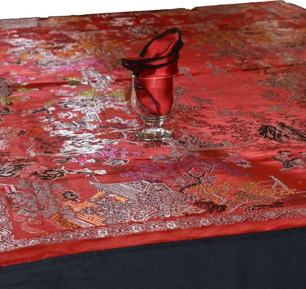 Chinese Silk Table Cover Set