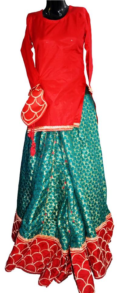 Red and Green Gota Bridal Dress