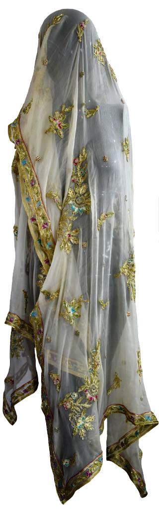 White Chiffon Adda Work Dupatta