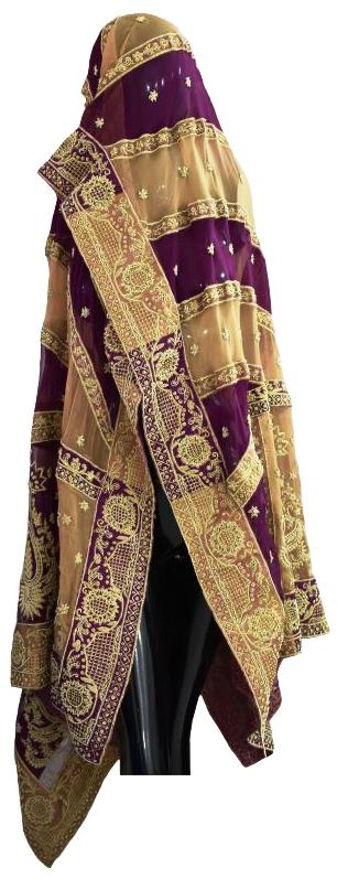 Gold and Purple Wedding Dupatta