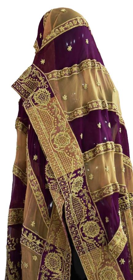 Gold and Purple Wedding Dupatta