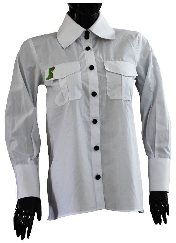 White cotton shirt with embroidered pocket