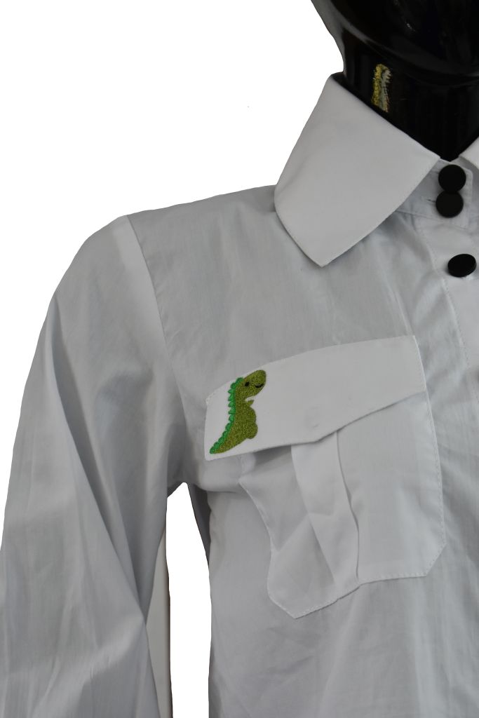 White cotton shirt with embroidered pocket