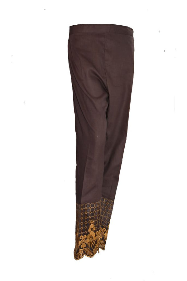 Brown Embroidered Trouser