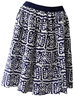 Dark Blue Block Print Skirt