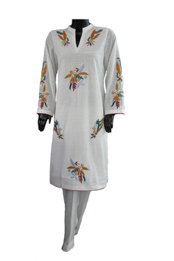 White with Applique Embroidery