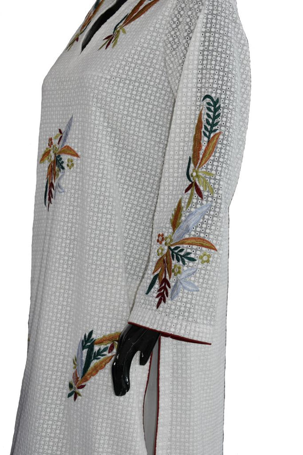 White with Applique Embroidery