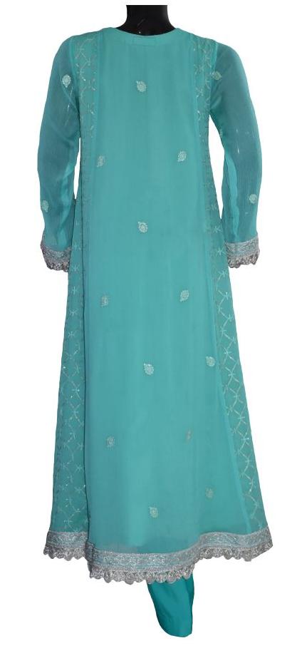 Turquoise Anarkali Ensemble