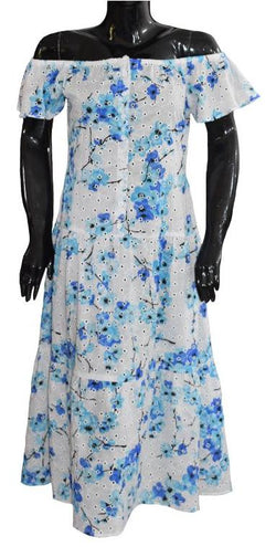 Blue & White Printed Dress