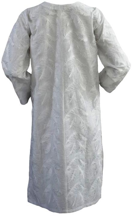 White 3D Chicken Kurta with Fancy Buttons