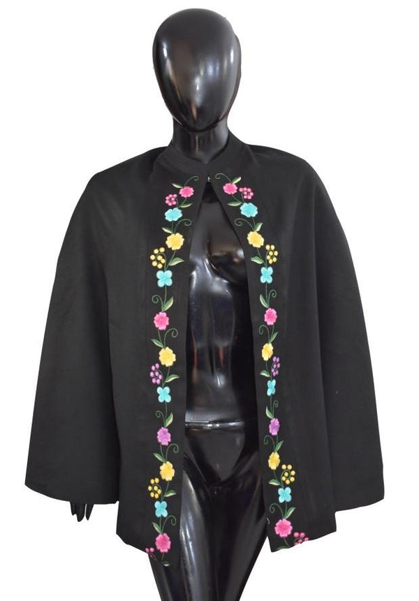 Floral Black Cape