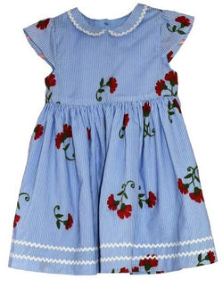 Stripe and Red Flower Girl’s Dress