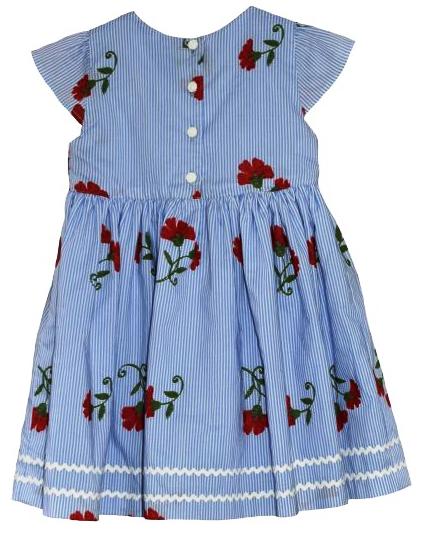 Stripe and Red Flower Girl’s Dress