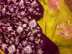 Cyclamen Embellished Velvet Shawl