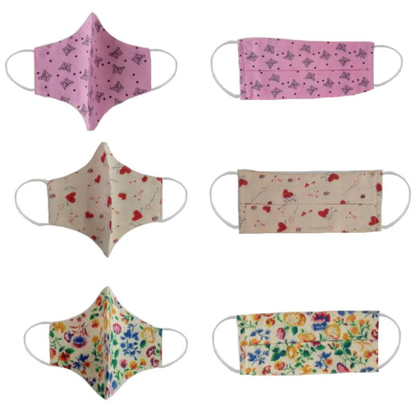 Cotton and linen printed and embroidered masks