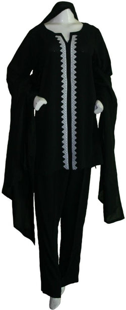 Black Embroidered Tunic Set