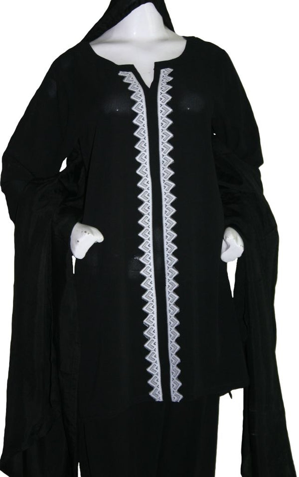 Black Embroidered Tunic Set