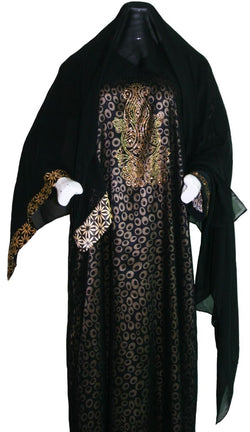 Black and Gold Sequined Abaya